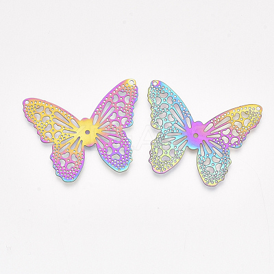 Ion Plating(IP) 201 Stainless Steel Filigree Pendants STAS-S108-48-1