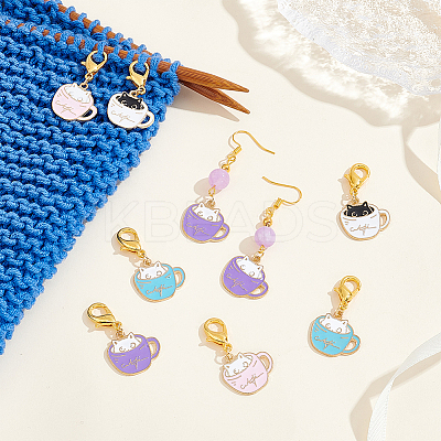 Alloy Enamel Pendant Locking Stitch Markers HJEW-AB00120-1