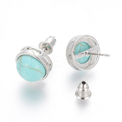 Synthetic Turquoise Stud Earrings EJEW-F162-H06-1