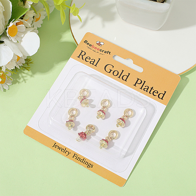8Pcs Brass Red Enamel Vegetable European Dangle Charms OPDL-BBC0001-03G-02-1