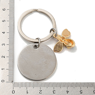 Teacher's Day Gift 201 Stainless Steel Flat Round with Word Keychains KEYC-E040-07P-1