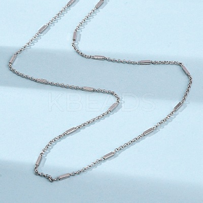 Brass Cuboid Link Rolo Chain Necklaces MAK-L045-02P-1