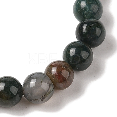 8mm Round Natural Indian Agate  Braided Bead Bracelets BJEW-C067-01B-27-1