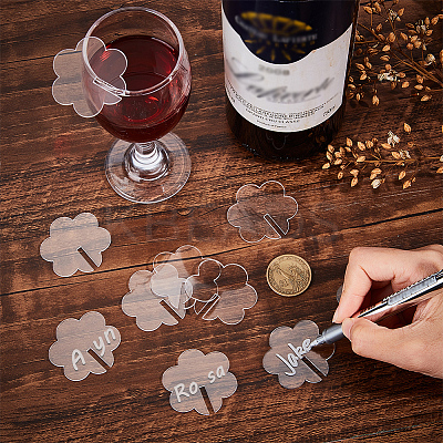 Flower Acrylic Wine Glass Charms Tag AJEW-WH0248-384A-1