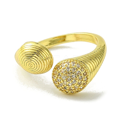Brass Micro Pave Cubic Zirconia Open Cuff Rings RJEW-K256-19G-1