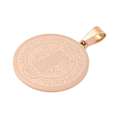 Ion Plating(IP)Trendy Necklace Findings Flat Round with San Benito 304 Stainless Steel Pendants STAS-L012-A07RG-1