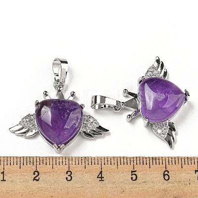 Natural Amethyst with Clear Cubic Zirconia Pendants G-G133-02P-22-1