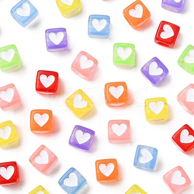 350Pcs 7 Colors Spray Painted Transparent Acrylic Beads OACR-FS0002-52-1