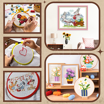 7Pcs 7 Colors Cotton Rectangle Cross-Stitch Fabric AJEW-AR0004-81-1
