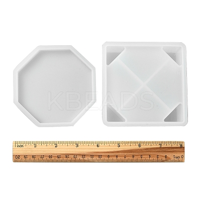 2Pcs 2 Style DIY Coaster Silicone Molds DIY-FS0004-92-1