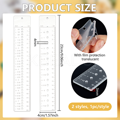 2Pcs 2 Styles Acrylic Rulers AJEW-WH0270-327-1