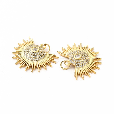 Rack Plating Brass Micro Pave Cubic Zirconia Pendants KK-K165-14G-1