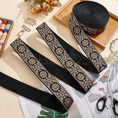 Ethnic Style Polyester Jacquard Flower Ribbon for Garment Accessories OCOR-WH0097-83A-1