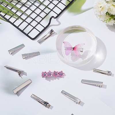 100Pcs 2 Styles Iron Flat Alligator Hair Clip Findings IFIN-SC0001-65-1