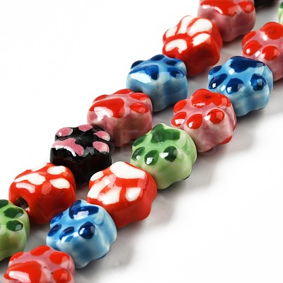 Handmade Printed Porcelain Beads PORC-F005-02-1