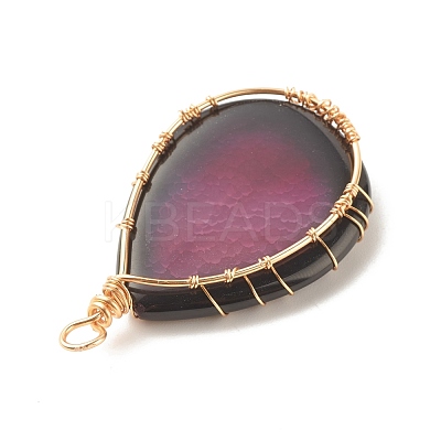 Natural Crackle Agate Pendants PALLOY-JF01527-02-1