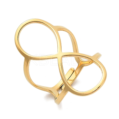 Hollow Number 8 304 Stainless Steel Open Cuff Rings for Women RJEW-Q007-04G-1