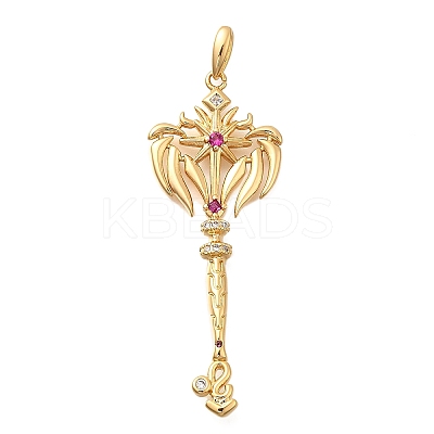 Brass Micro Pave Cubic Zirconia Big Pendants KK-B147-04G-08-1