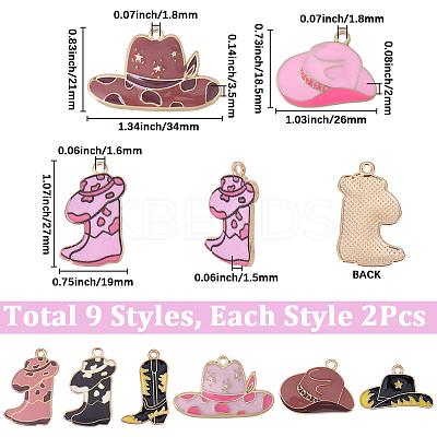 18Pcs 9 Styles Western Cowboy Theme Alloy Enamel Pendants ENAM-BM0001-21-1