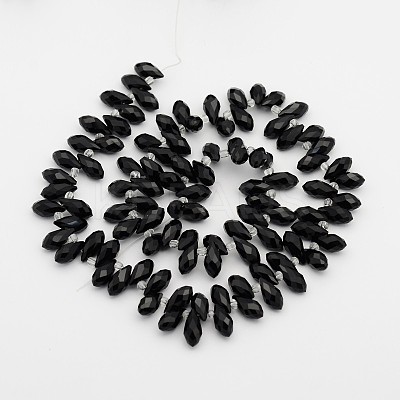 Electroplate Glass Faceted Teardrop Beads Strands EGLA-D014-14-1