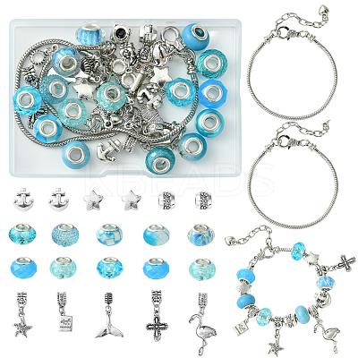 DIY Ocean Theme Alloy & Brass European Style Bracelet Making Kits DIY-FS0007-24-1