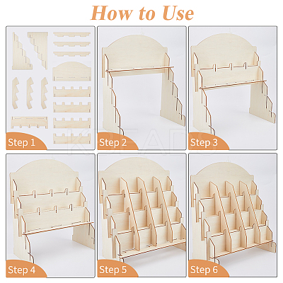 4-Tier 16-Slot Wooden Display Riser Stands ODIS-WH0086-134A-1