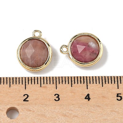 Natural Rhodonite Faceted Flat Round Charms G-U028-03G-12-1