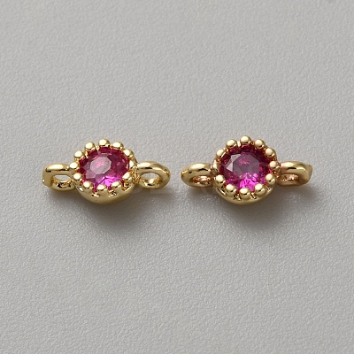 Real 14K Gold Plated Brass Pave Cubic Zirconia Links KK-WH0064-39G-02-1