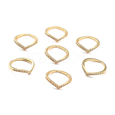 Clear Cubic Zirconia Crown Open Cuff Ring for Women RJEW-C018-15G-1