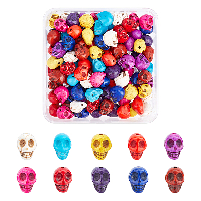 120Pcs 10 Colors Synthetic Turquoise Beads Strands G-AR0004-19-1