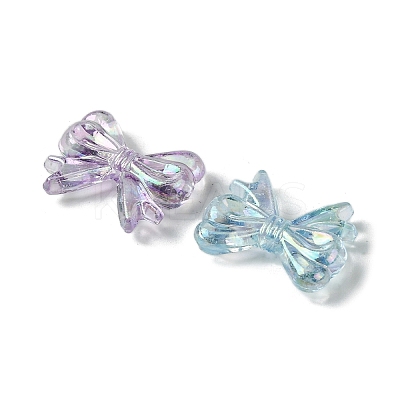 UV Plating Iridescent Transparent Acrylic Beads OACR-O006-07C-1