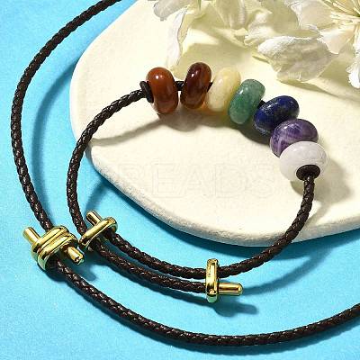 Rondelle Chakra Natural Gemstone Beads Bracelets & Necklaces Sets G-P561-01G-05-1