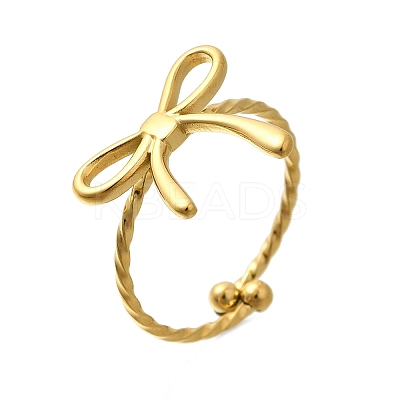 304 Stainless Steel Open Cuff Ring for Women LS-RJEW-B109-01G-02-1