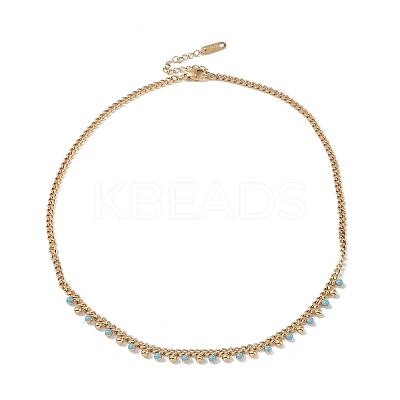 304 Stainless Steel Enamel Chain Necklaces LS-NJEW-P302-03G-1