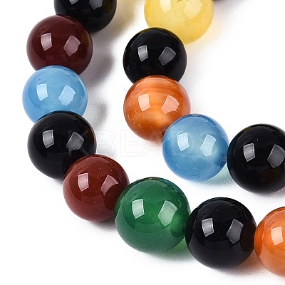 Natural Agate(Dyed & Heated) Beads Strands G-Q604-10MM-01-1