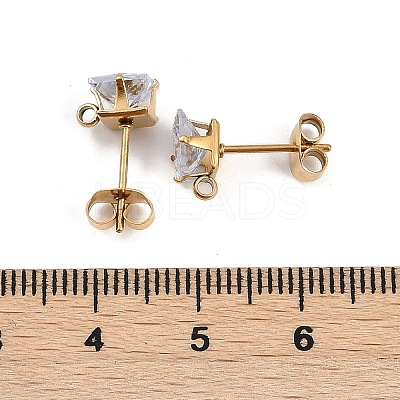 Ion Plating(IP) 304 Stainless Steel Cubic Zirconia Stud Earring Findings STAS-P373-06C-04-1