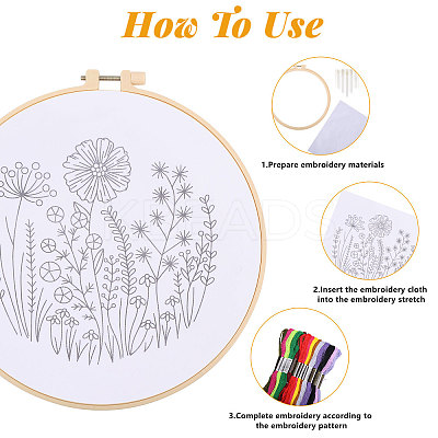 DIY Flower Embroidery Kits DIY-GL0004-115-1