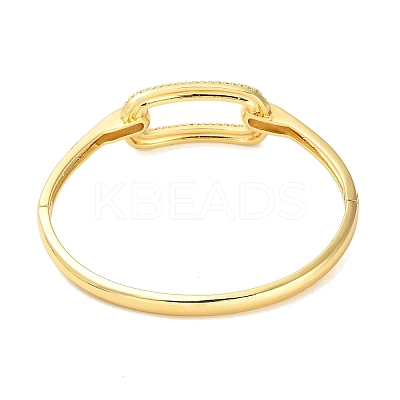 Brass Micro Pave Clear Cubic Zirconia Hollow Rectangle Hinged Bangles for Woman BJEW-M312-03C-G-1