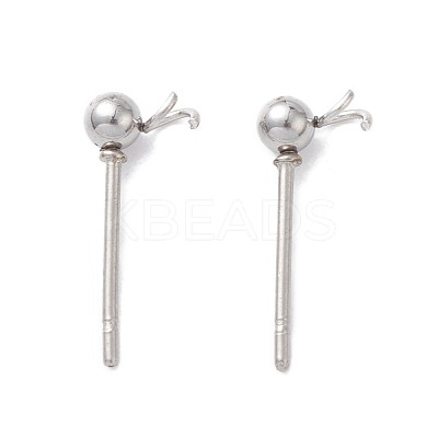 Non-Tarnish 304 Stainless Steel Ball Post Stud Earring Findings STAS-Z035-03P-1