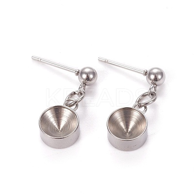 Non-Tarnish 201 Stainless Steel Stud Earring Settings STAS-L226-018E-P-1