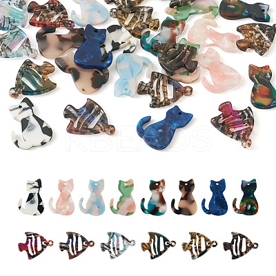 28Pcs 14 Styles Opaque Acrylic Pendants SACR-TA0001-11-1