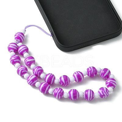 Round Acrylic Beaded Mobile Straps HJEW-JM01249-1