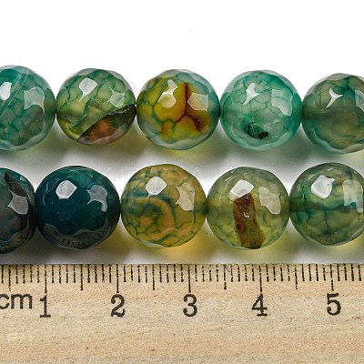 Faceted Natural Dragon Veins Agate Beads Strands G-F447-12mm-P04-1