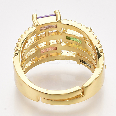 Adjustable Brass Micro Pave Cubic Zirconia Finger Rings RJEW-S044-005-1