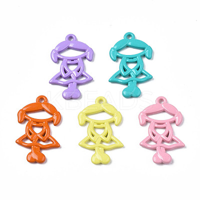 Spray Painted Alloy Pendants PALLOY-T077-166-1