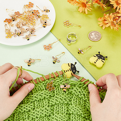 32Pcs Bees & Honeycomb DIY Knitting Tools HJEW-AB00710-1