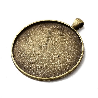 Tibetan Style Alloy Pendant Cabochon Settings TIBEP-R351-02AB-FF-1