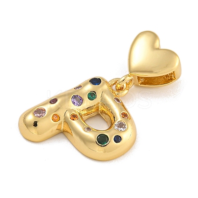 Brass Micro Pave Colorful Cubic Zirconia Pendants KK-P281-01G-P-1
