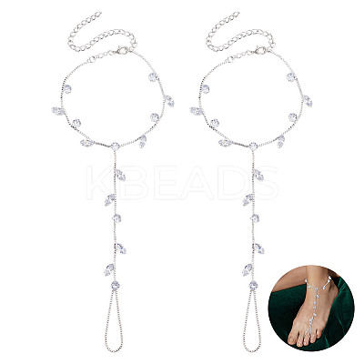 2Pcs Alloy Curb Chains Anklets AJEW-GA0007-85S-1