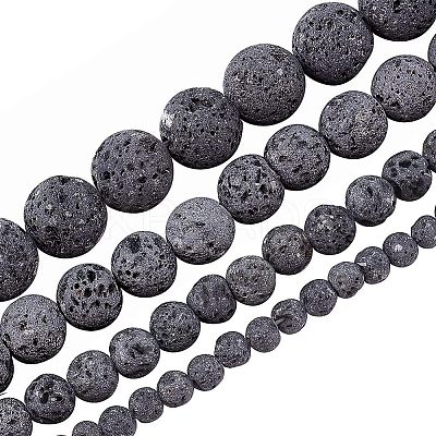 4 Strands 4 Style Unwaxed Natural Lava Rock Bead Strands G-OC0002-85-1
